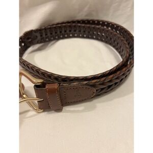Dockers Men's Belt Size 34/35 Braided Brown Leather Brass Business Casual Work
